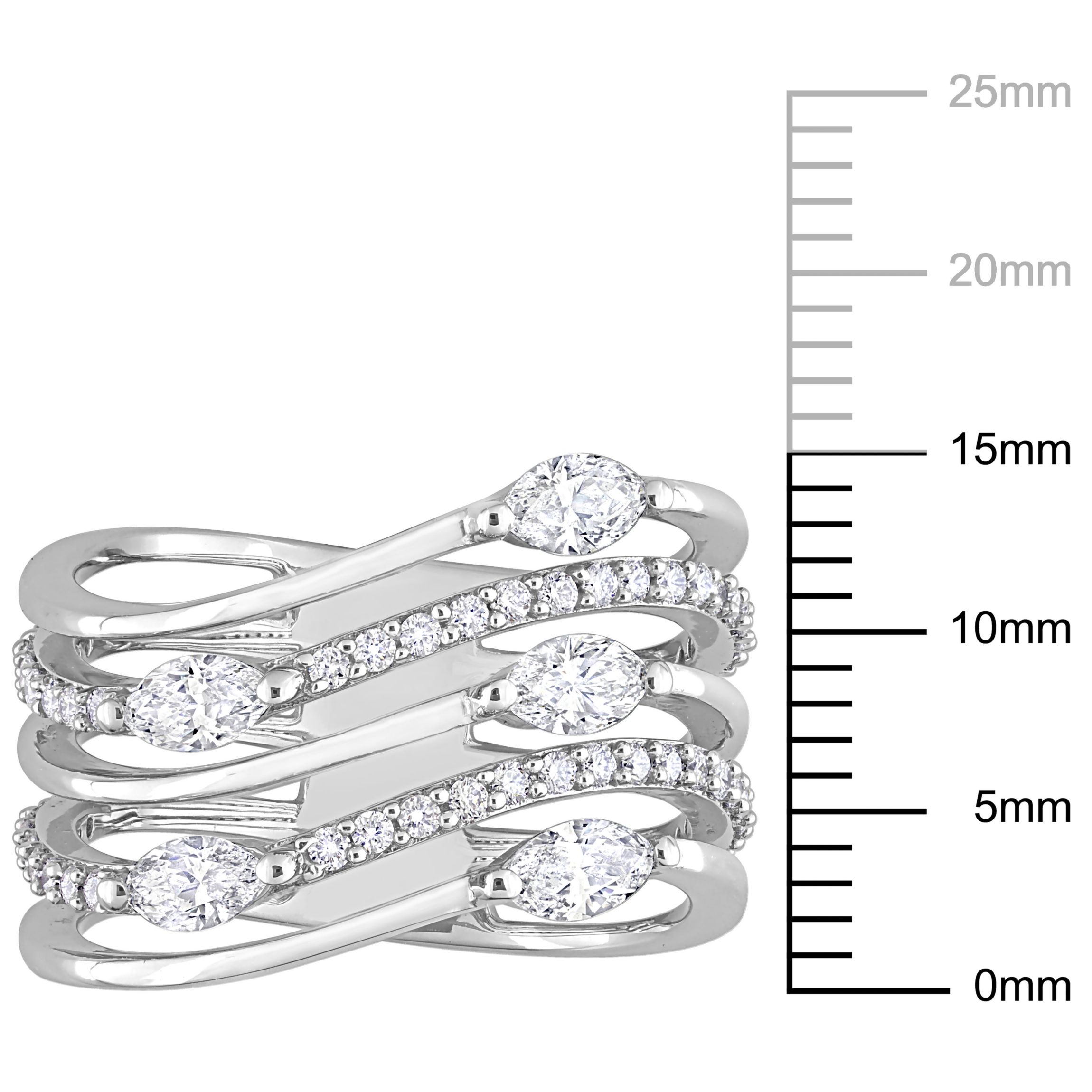 1 ct. t.w. Diamond Multi-Row Cocktail Ring in 14K White Gold