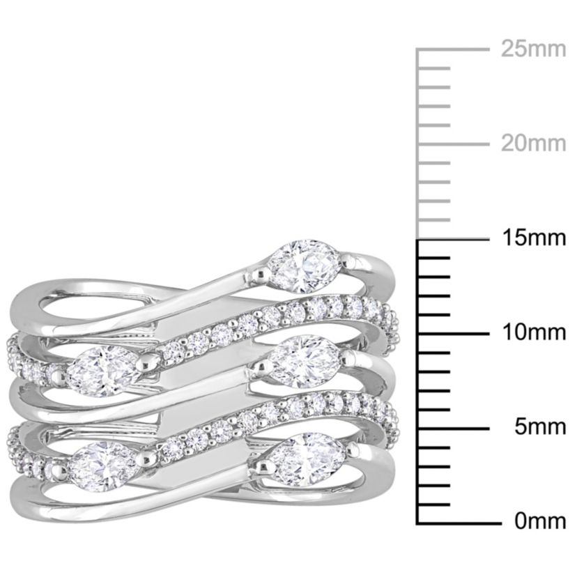 1 ct. t.w. Diamond Multi-Row Cocktail Ring in 14K White Gold