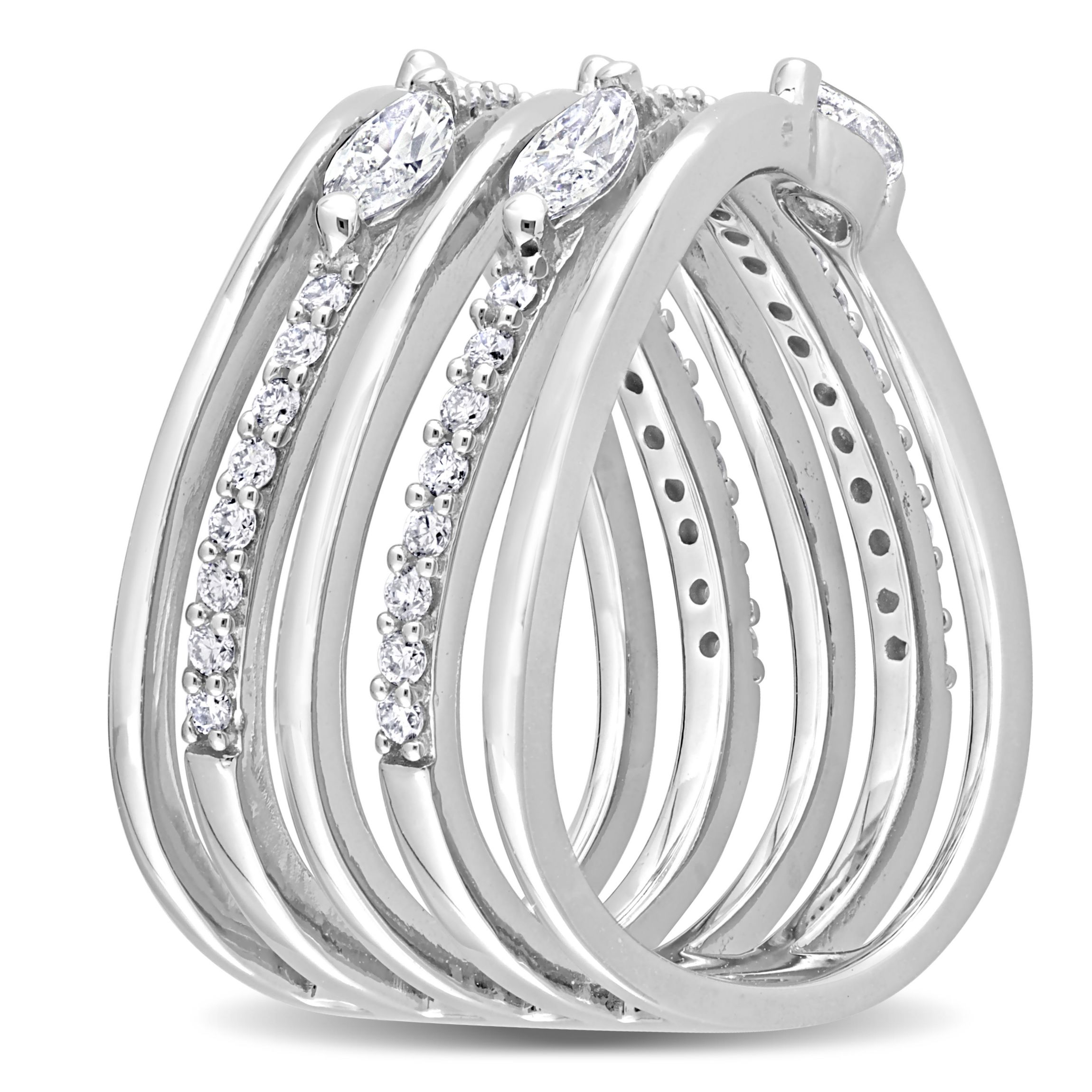 1 ct. t.w. Diamond Multi-Row Cocktail Ring in 14K White Gold