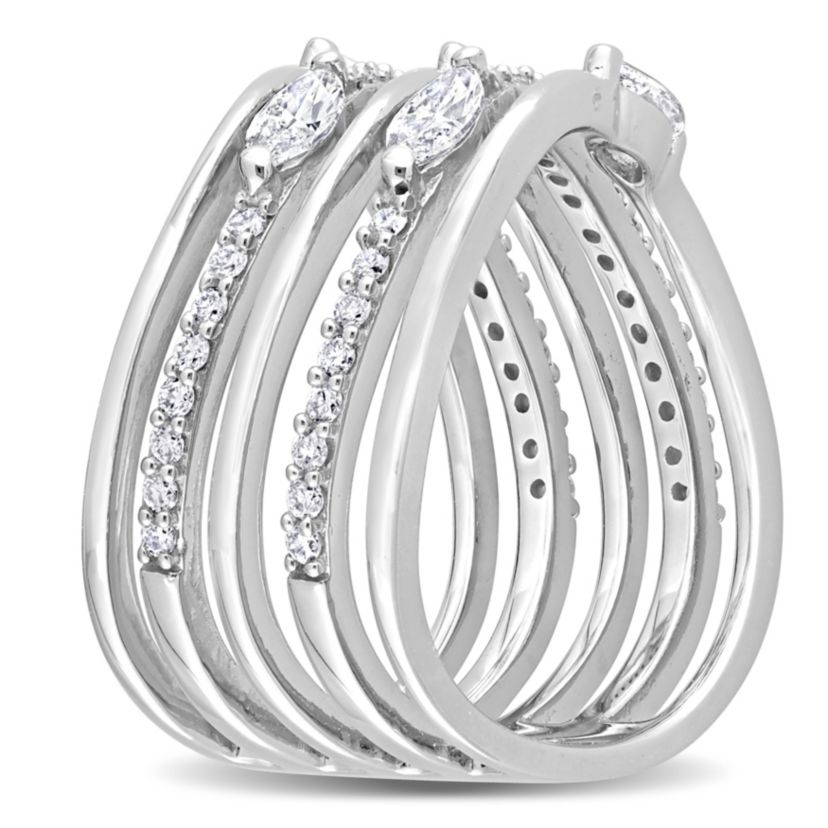 1 ct. t.w. Diamond Multi-Row Cocktail Ring in 14K White Gold