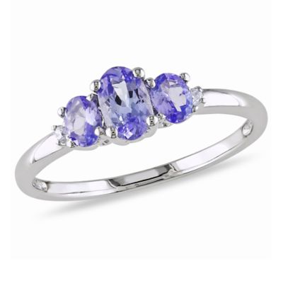 Belk & Co Tanzanite with Daimond Accent 3-Stone Ring in 10K White Gold