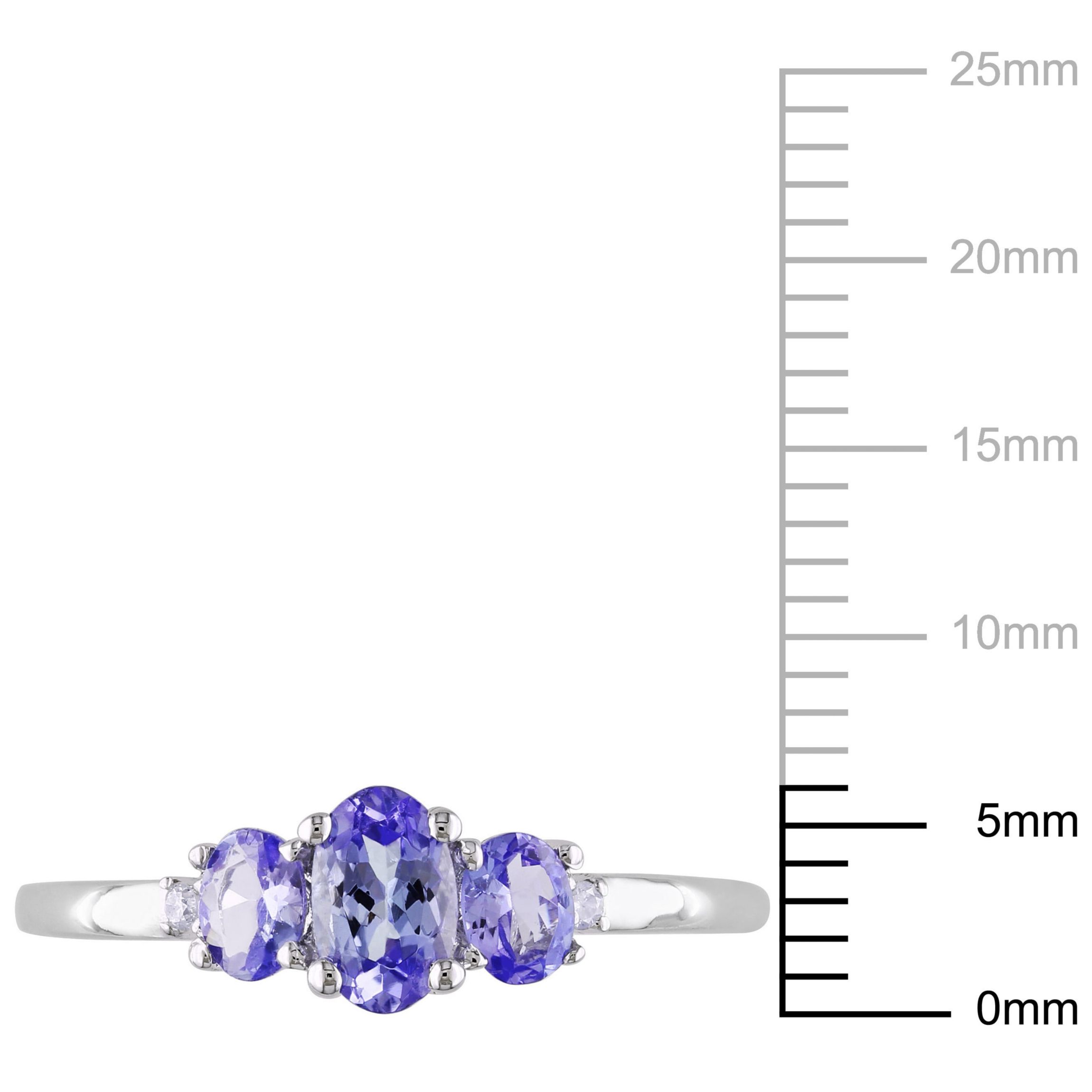 Tanzanite with Daimond Accent 3-Stone Ring in 10K White Gold