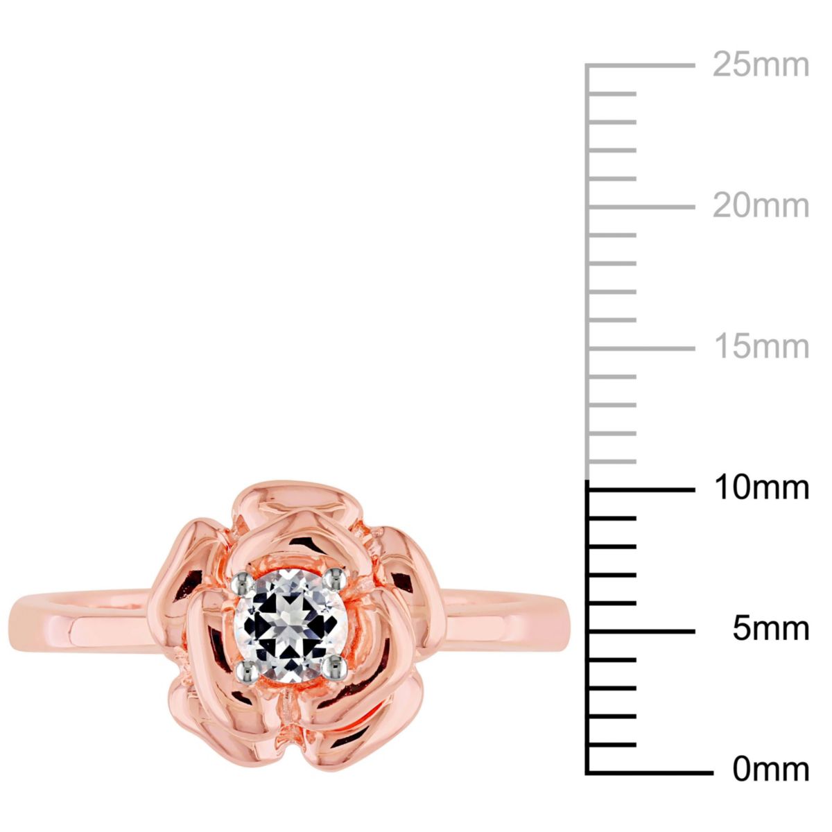 Lab Created Created White Sapphire Floral Ring in Rose Plated Sterling Silver