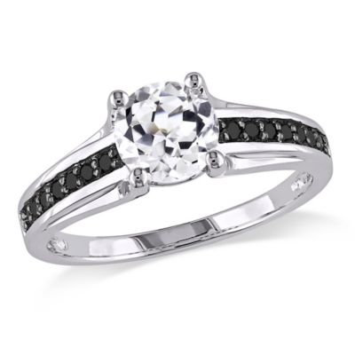 Belk & Co Lab Created White Sapphire and 1/7 ct. t.w. Black Diamond Engagement Ring in Sterling Silver with Black Rhodium Plated, 4