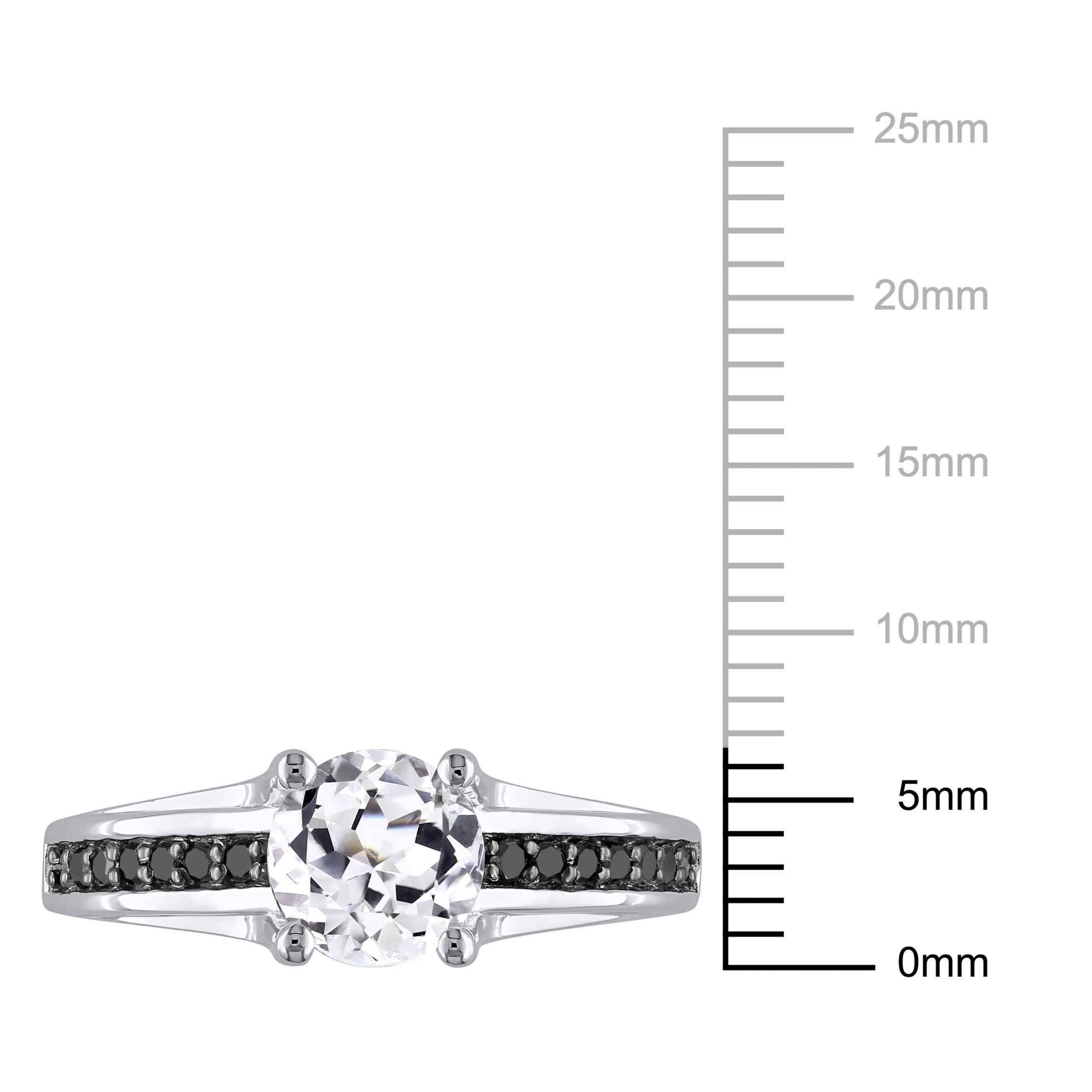 Lab Created Created White Sapphire and 1/7 ct. t.w. Black Diamond Engagement Ring in Sterling Silver with Black Rhodium Plated
