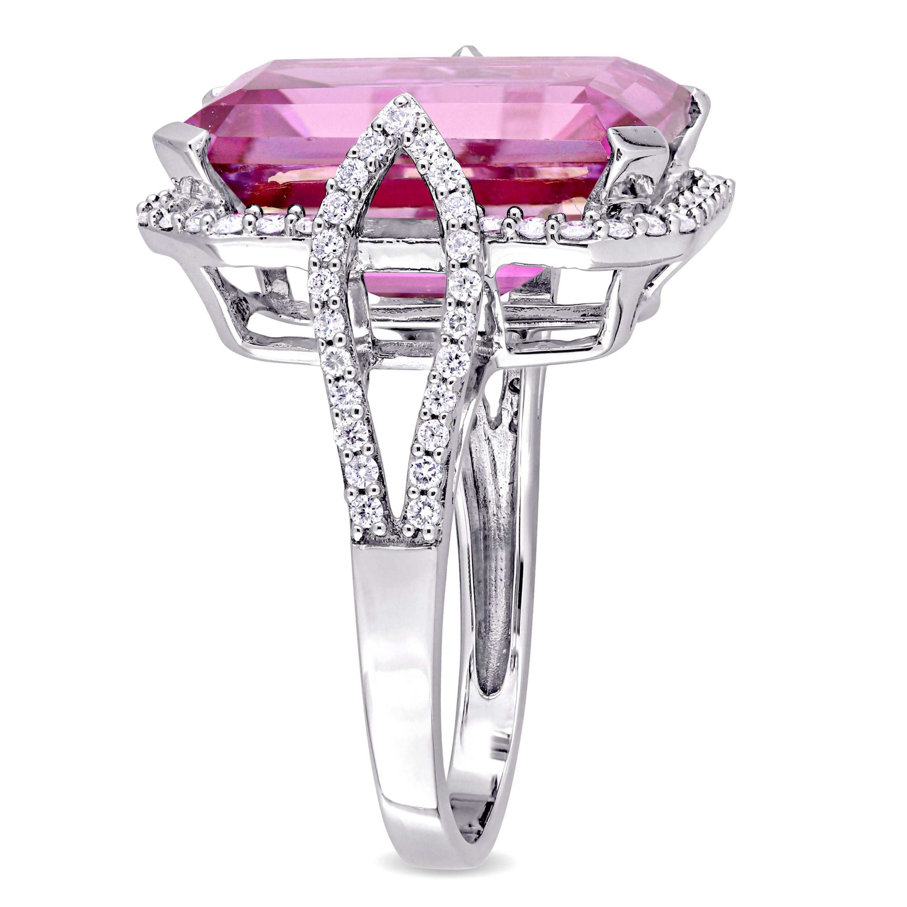 Pink Topaz and 1/2 ct. t.w. Diamond Ring in 14K White Gold
