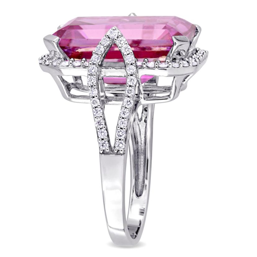 Pink Topaz and 1/2 ct. t.w. Diamond Ring in 14K White Gold