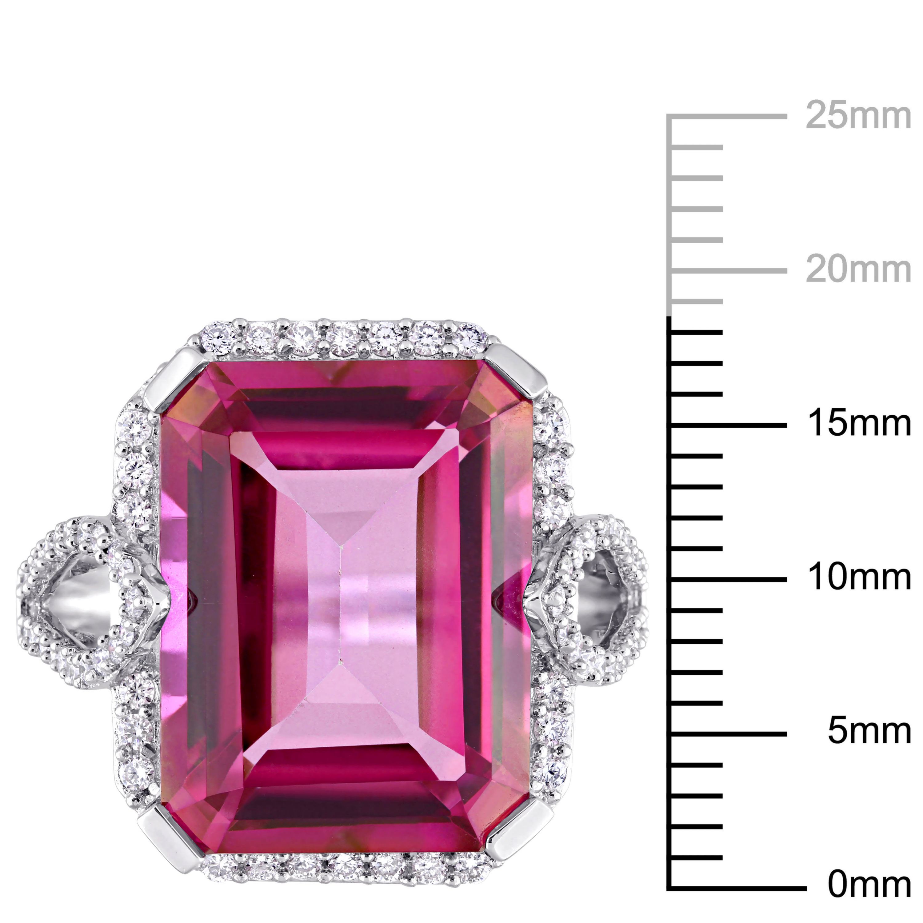Pink Topaz and 1/2 ct. t.w. Diamond Ring in 14K White Gold