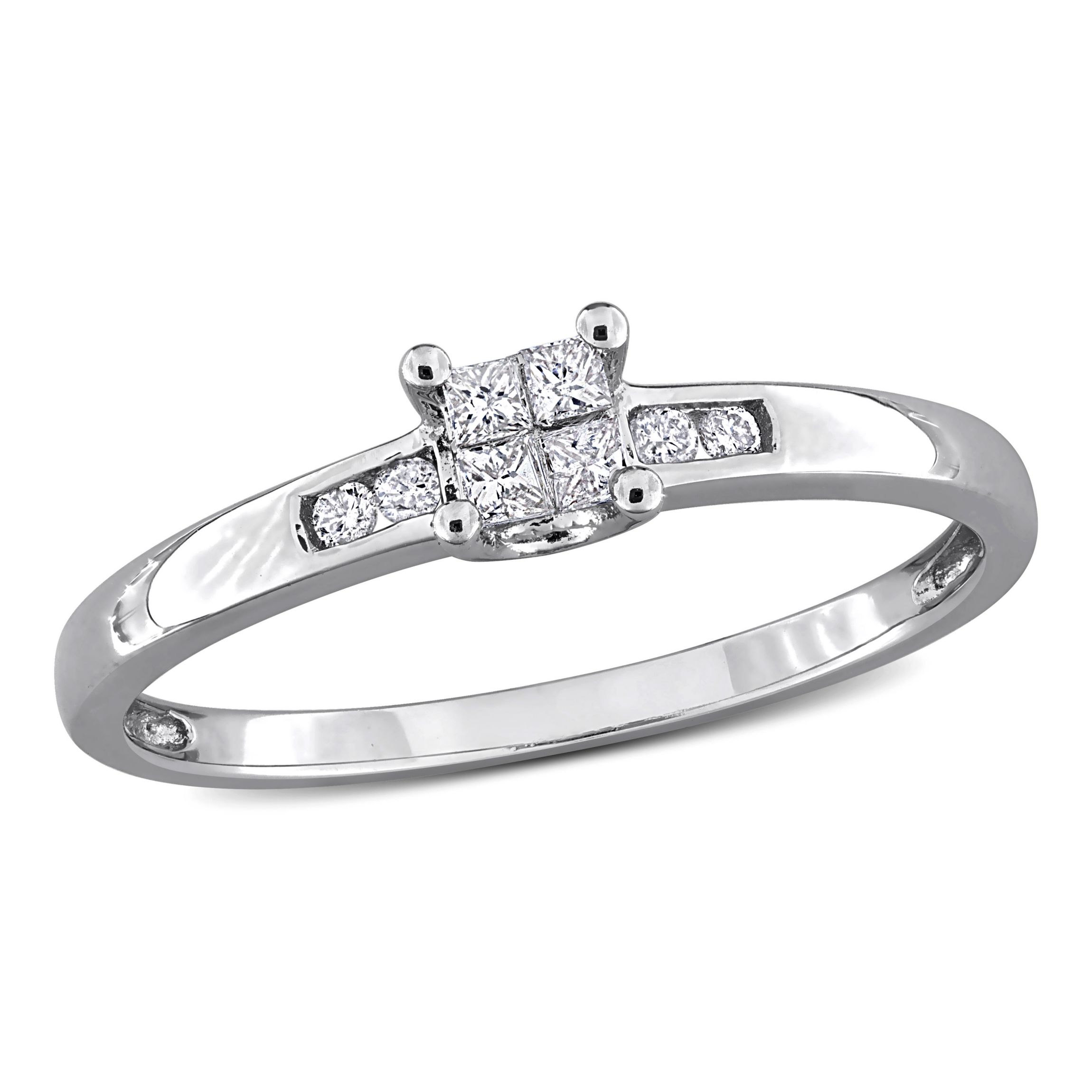 1/8 ct. t.w. Diamond Quad Engagement Ring in Sterling Silver
