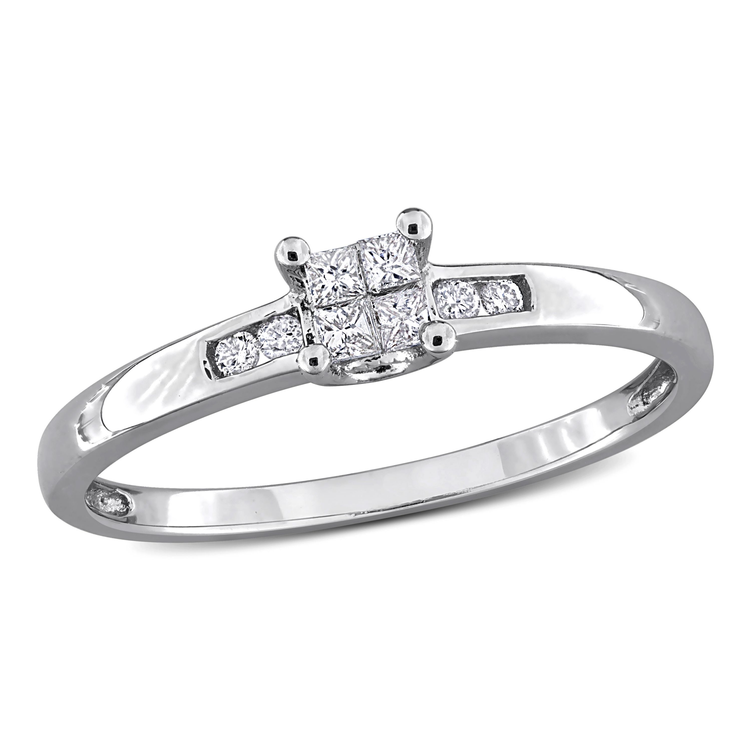 1/8 ct. t.w. Diamond Quad Engagement Ring in Sterling Silver