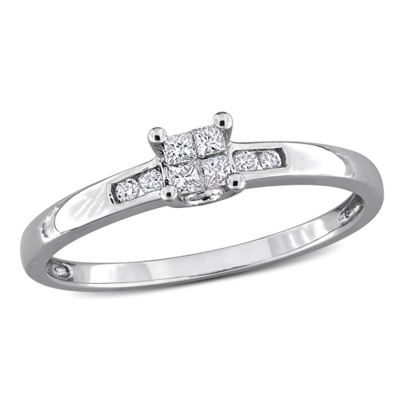 1/8 ct. t.w. Diamond Quad Engagement Ring in Sterling Silver