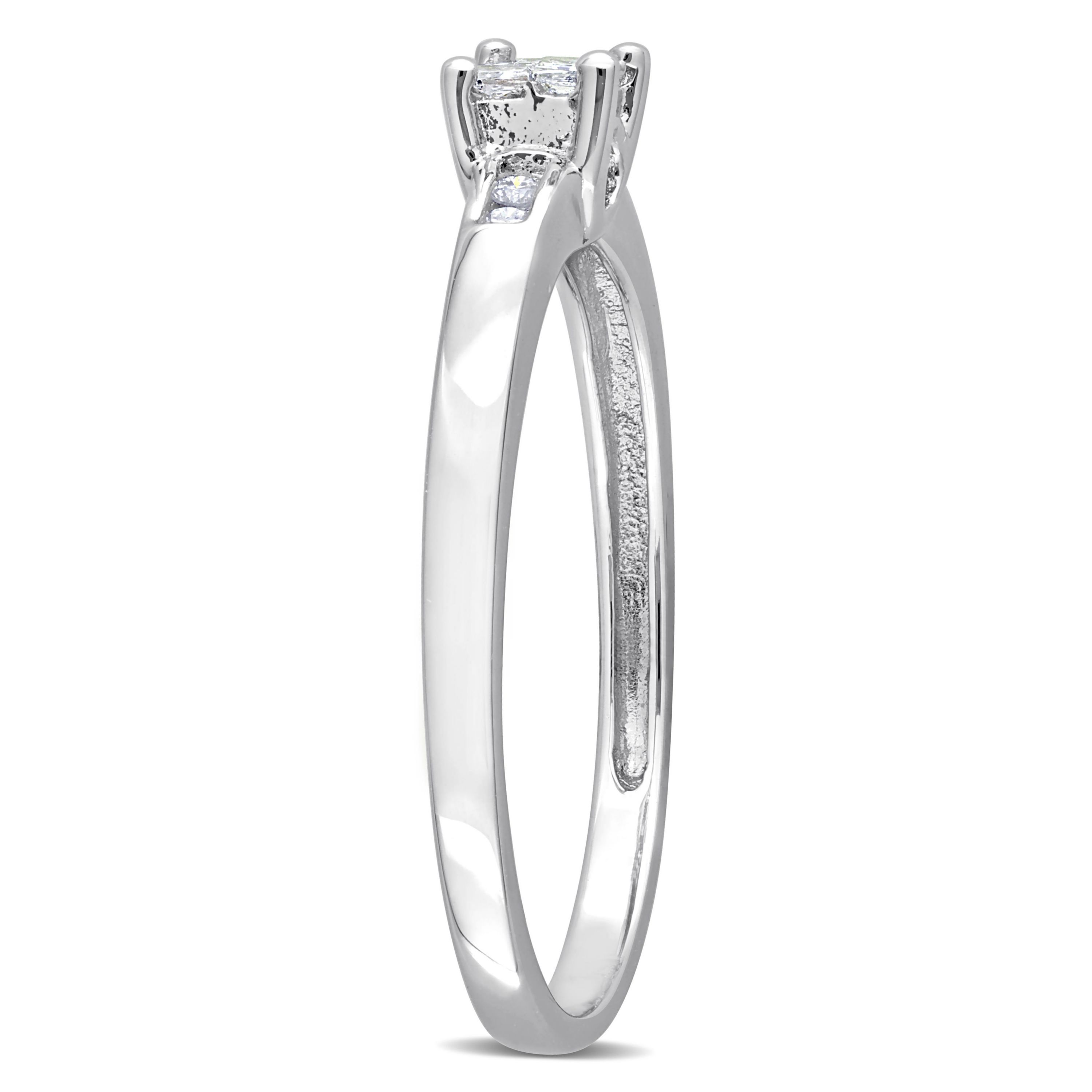 1/8 ct. t.w. Diamond Quad Engagement Ring in Sterling Silver