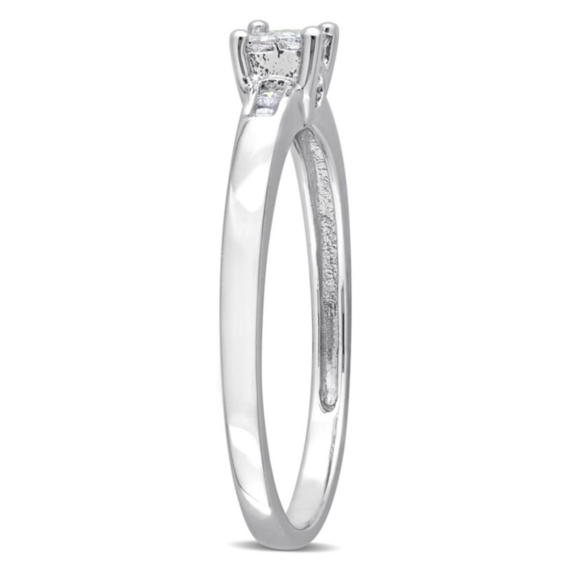 1/8 ct. t.w. Diamond Quad Engagement Ring in Sterling Silver