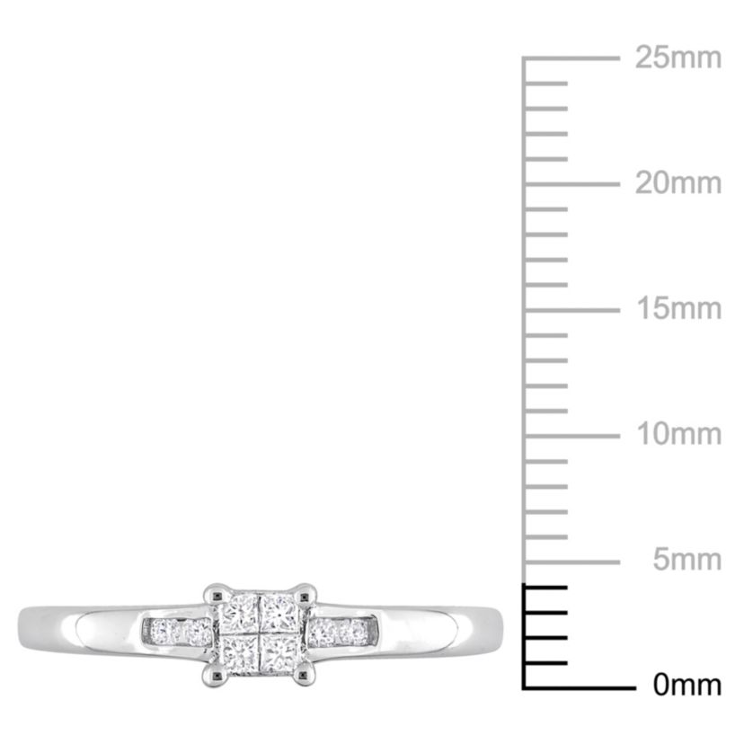 1/8 ct. t.w. Diamond Quad Engagement Ring in Sterling Silver