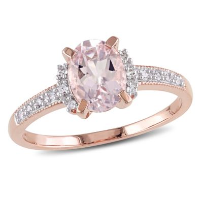 Belk & Co Morganite and Diamond Accent Ring in Rose Plated Sterling Silver, Pink, 10