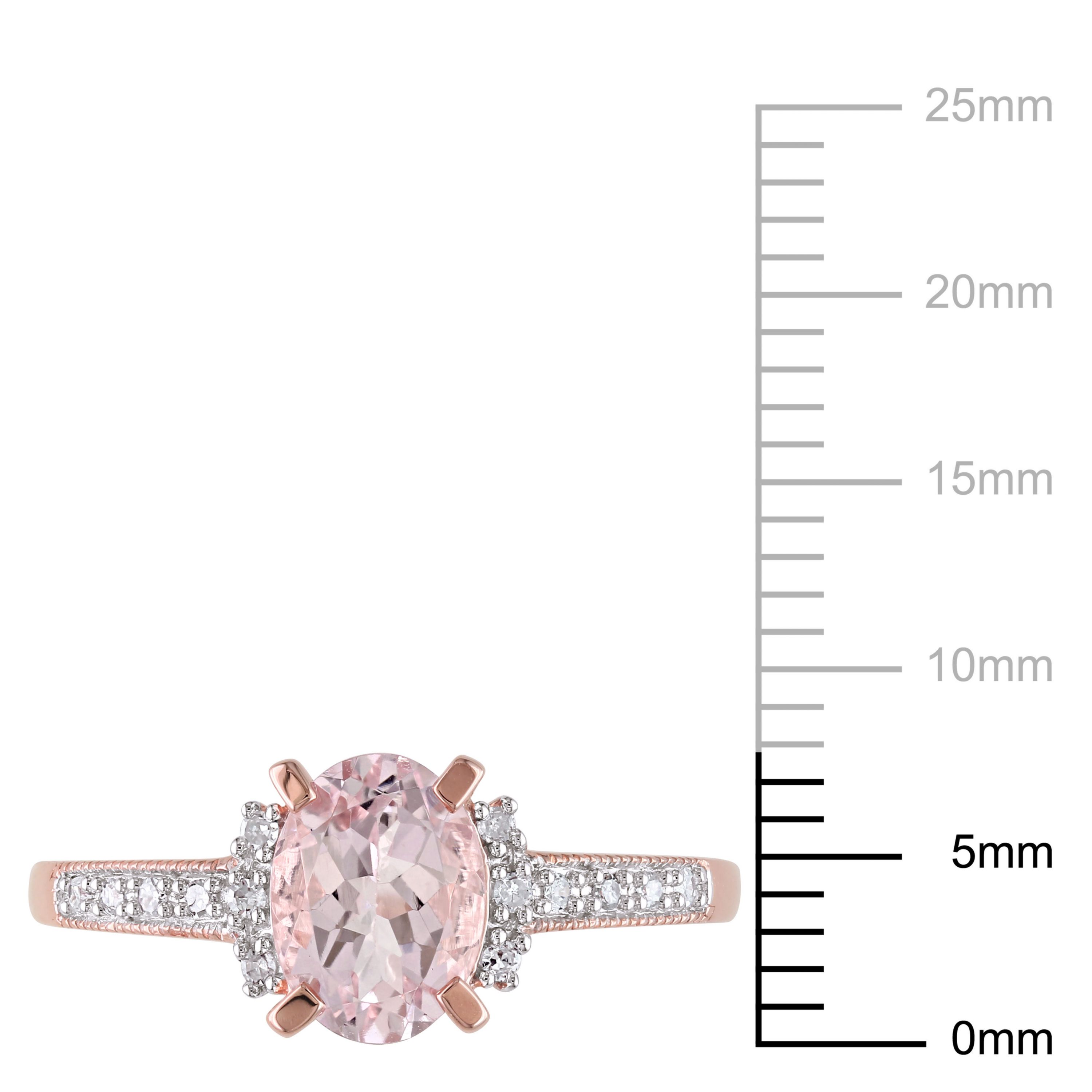 Morganite and Diamond Accent Ring in Rose Plated Sterling Silver