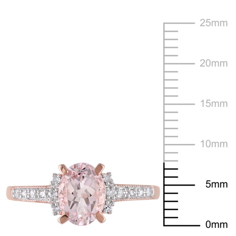 Morganite and Diamond Accent Ring in Rose Plated Sterling Silver