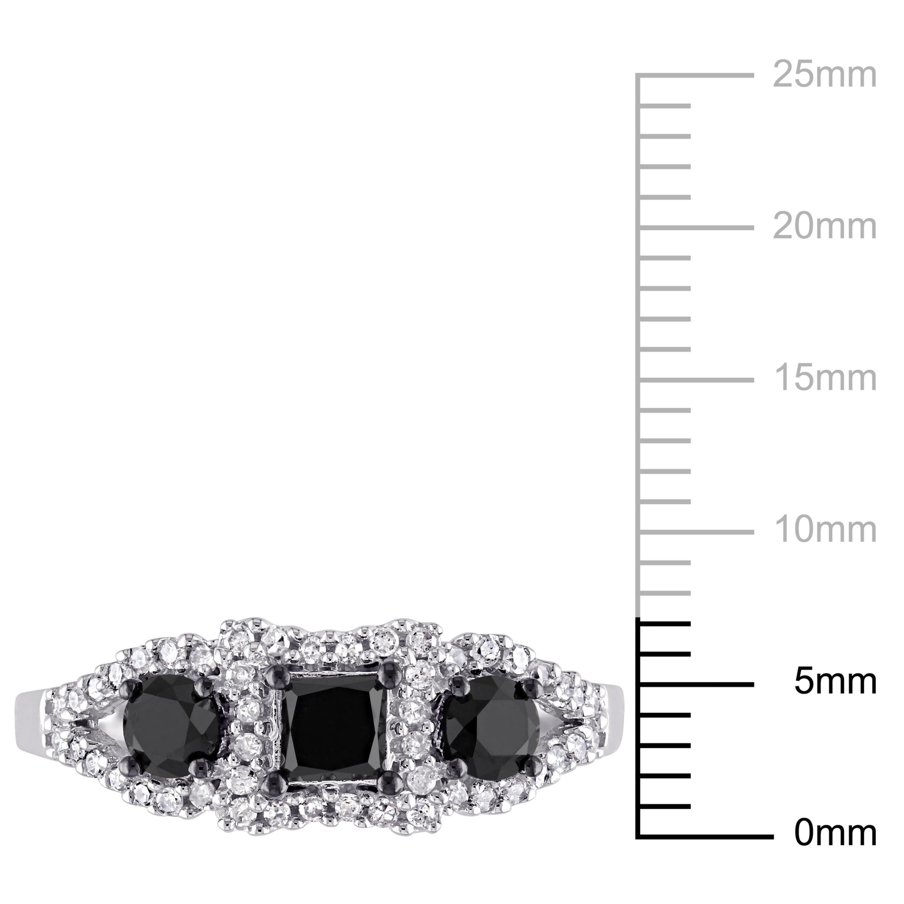 1 ct. t.w. Black and White Diamond 3-Stone Engagement Ring in 10K White Gold