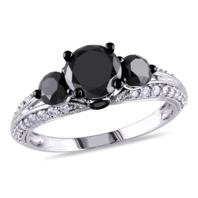 Belk & Co 2 ct. t.w. Black and White Diamond 3-Stone Engagement Ring in 10K White Gold, 4 -  0620400399773