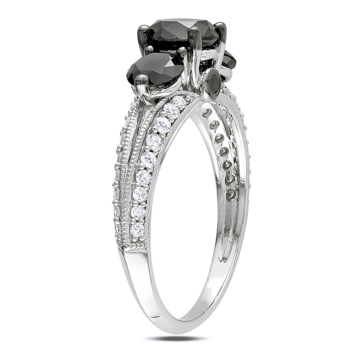 2 ct. t.w. Black and White Diamond 3-Stone Engagement Ring in 10K White Gold