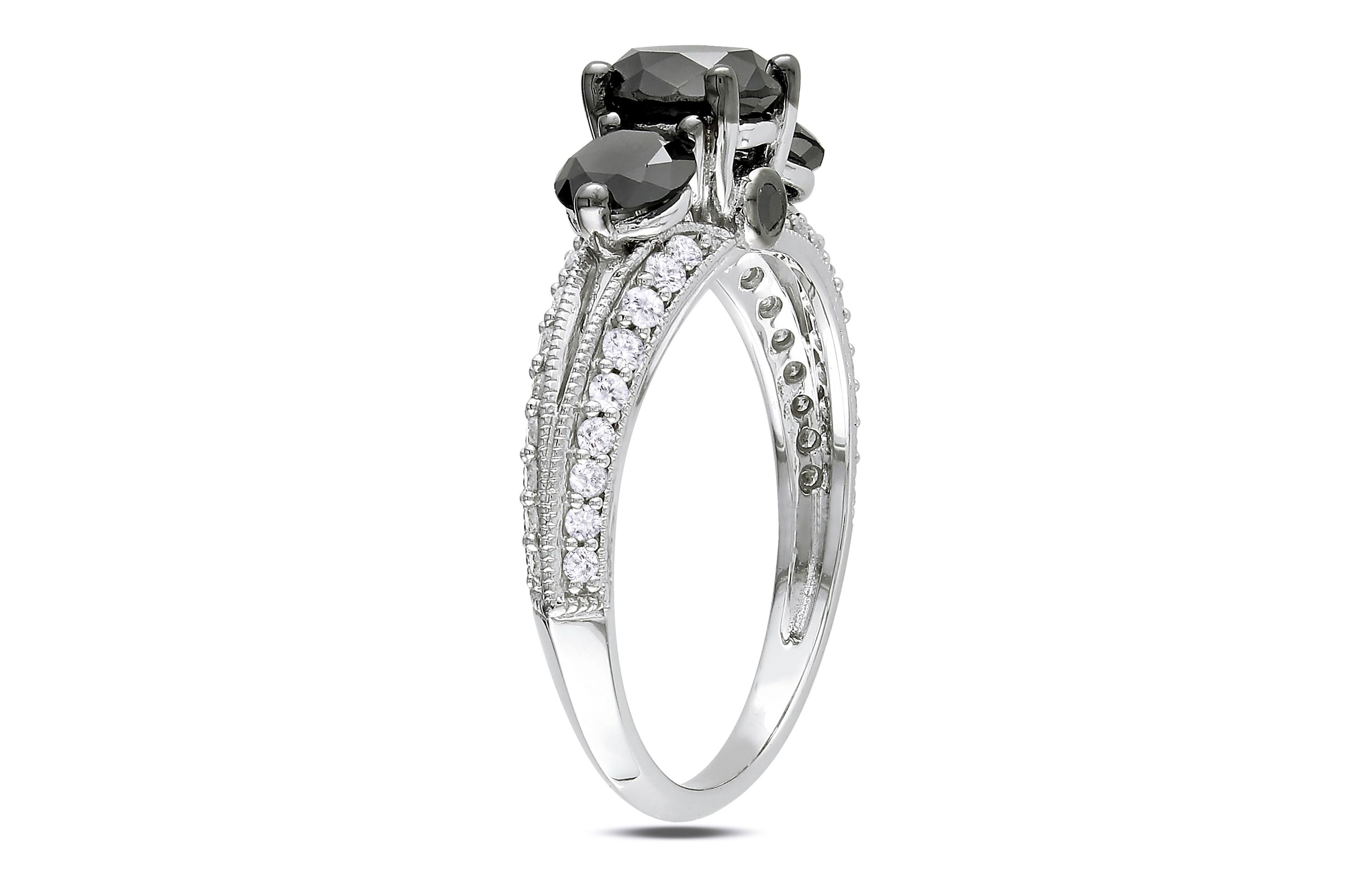 2 ct. t.w. Black and White Diamond 3-Stone Engagement Ring in 10K White Gold
