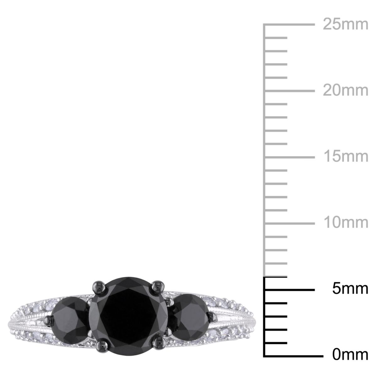 2 ct. t.w. Black and White Diamond 3-Stone Engagement Ring in 10K White Gold