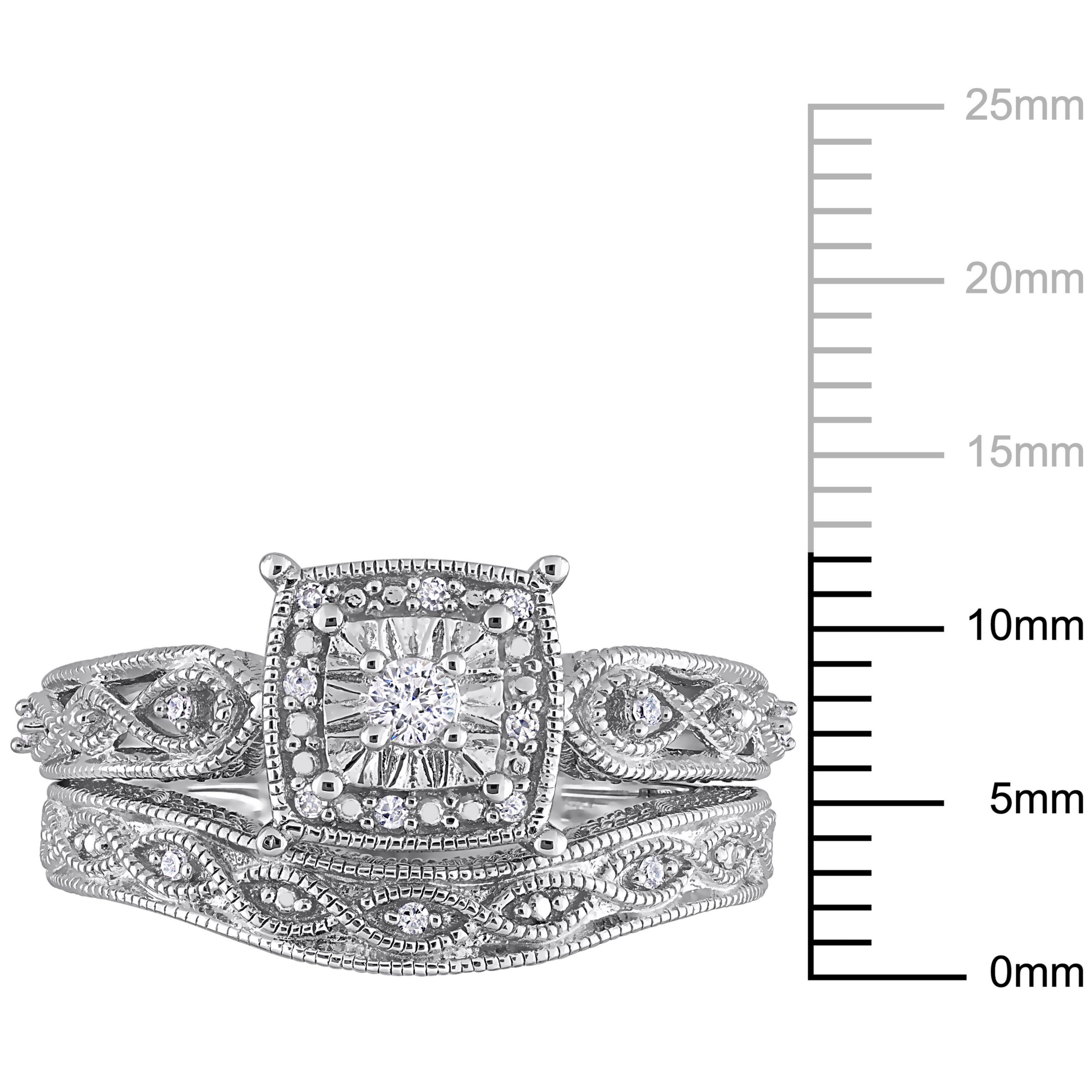 1/5 ct. t.w. Diamond Filigree Bridal Ring Set in Sterling Silver