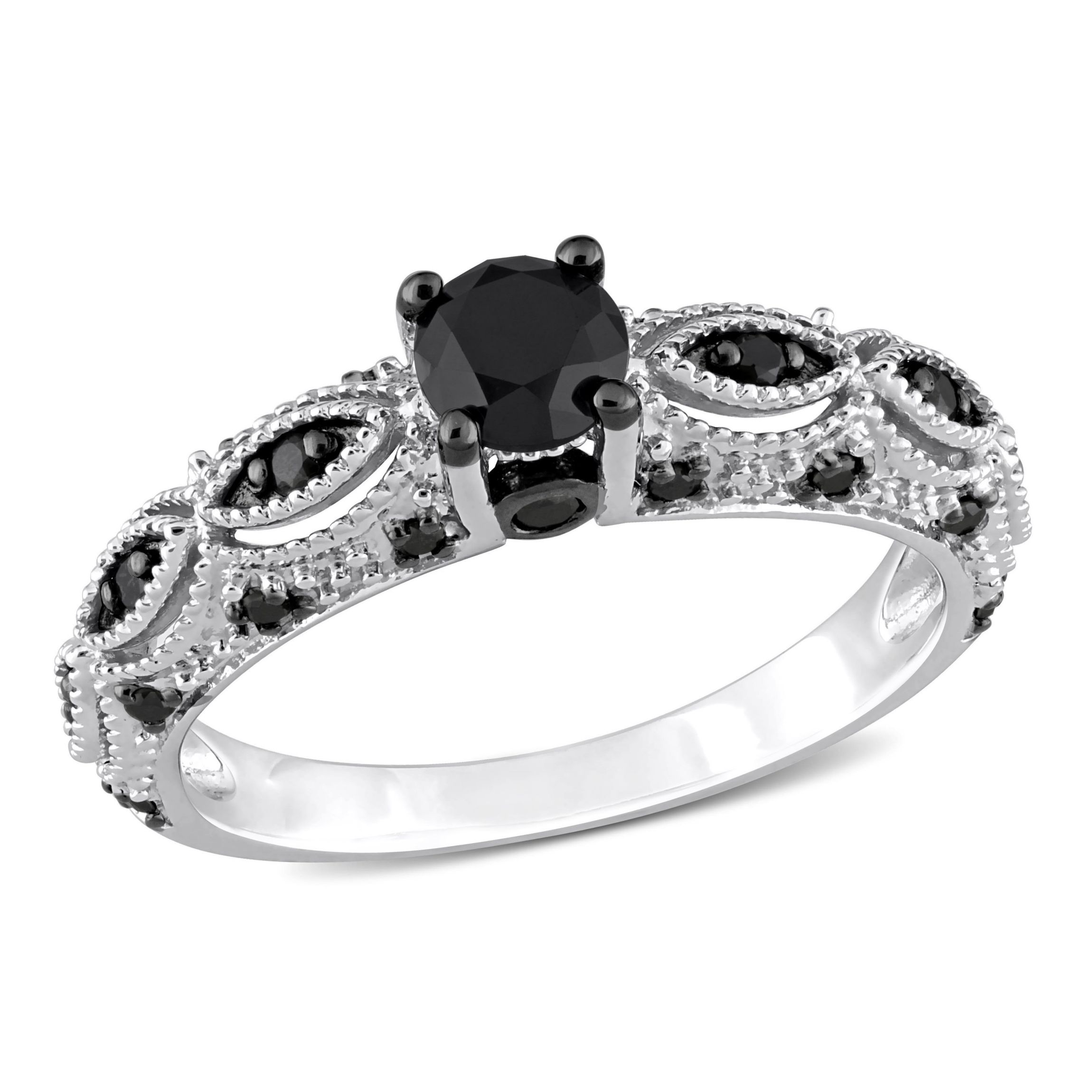 5/8 ct. t.w. Black Diamond Engagement Ring in 10K White Gold