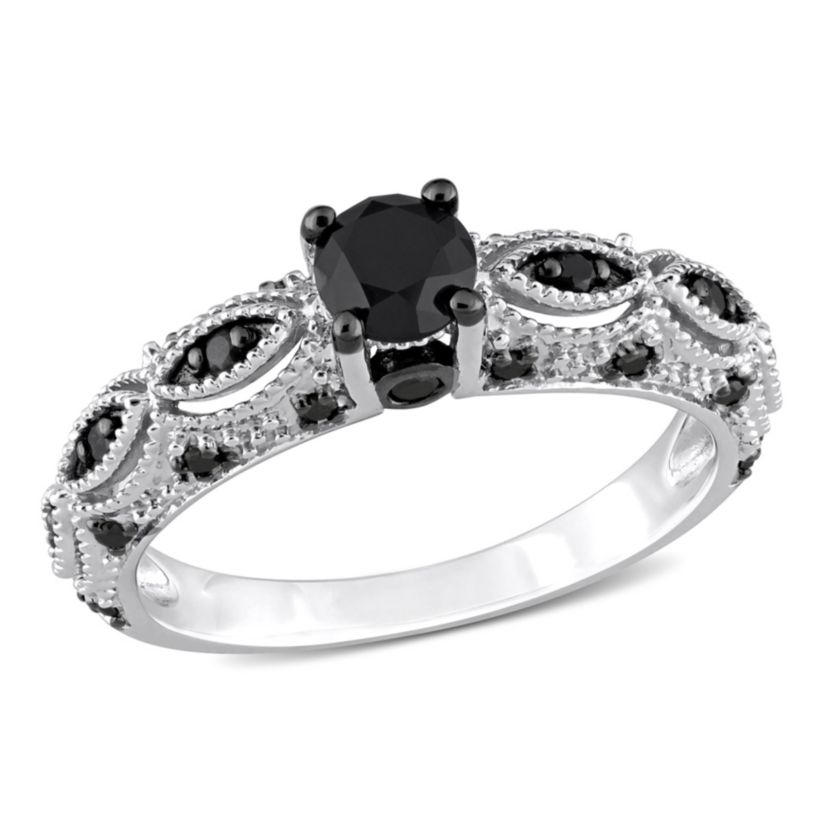 5/8 ct. t.w. Black Diamond Engagement Ring in 10K White Gold