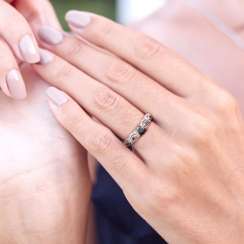 5/8 ct. t.w. Black Diamond Engagement Ring in 10K White Gold