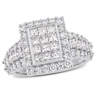2 ct. t.w. Diamond Cluster Square Engagement Ring 14K White Gold