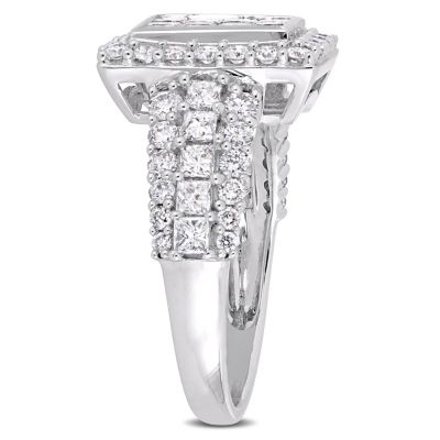 2 ct. t.w. Diamond Cluster Square Engagement Ring 14K White Gold