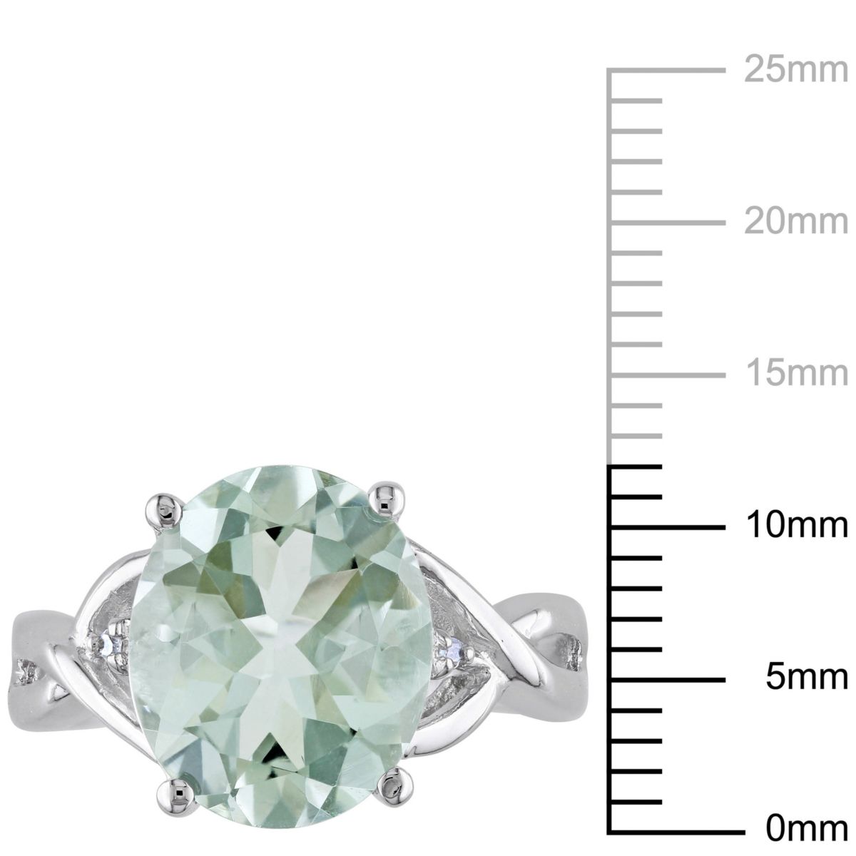 Green Quartz and Diamond Accent Ring in Sterling Silver