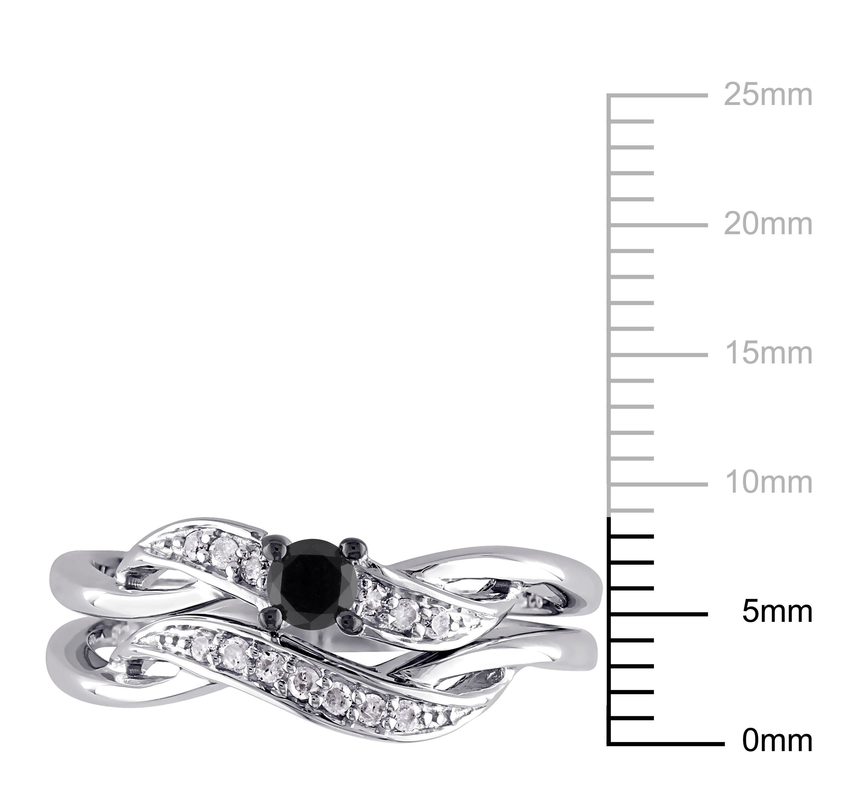 1/4 ct. t.w. Black and White Diamond Bridal Ring Set in Sterling Silver