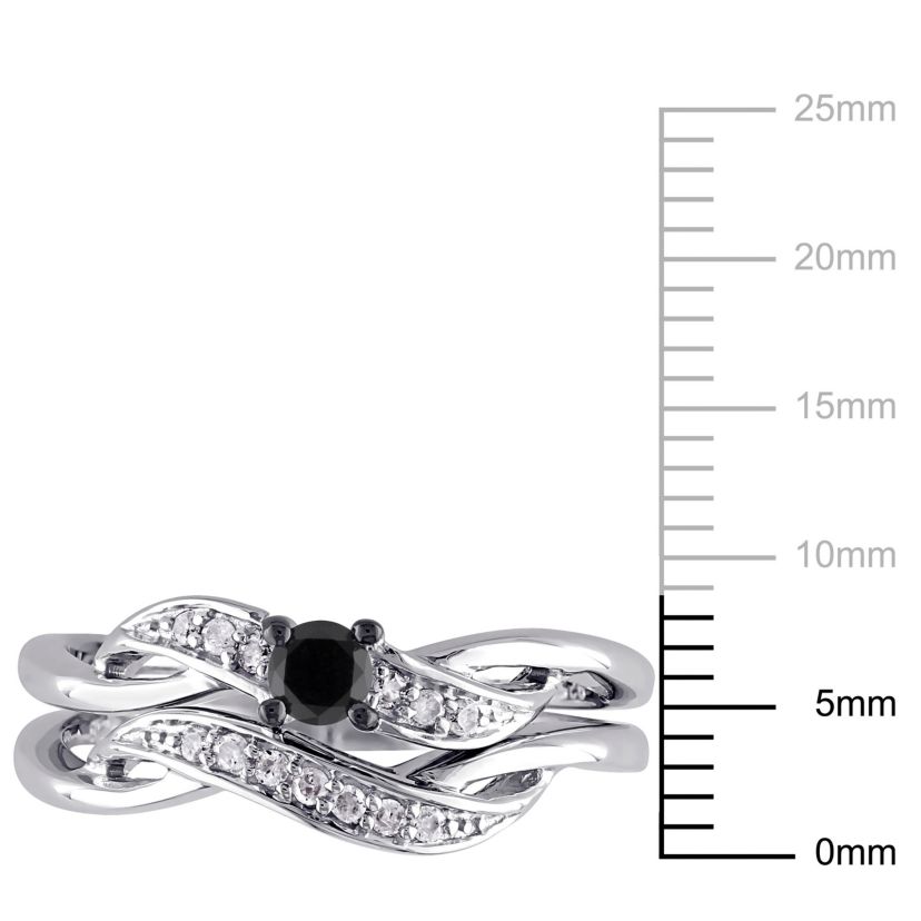 1/4 ct. t.w. Black and White Diamond Bridal Ring Set in Sterling Silver
