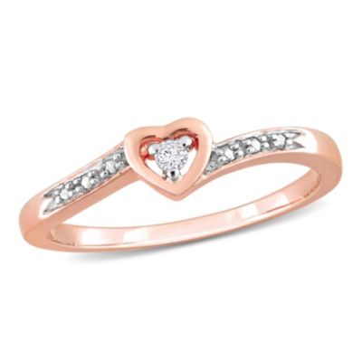 Belk & Co Diamond Accent Heart Ring in Rose Plated Sterling Silver, Pink, 6