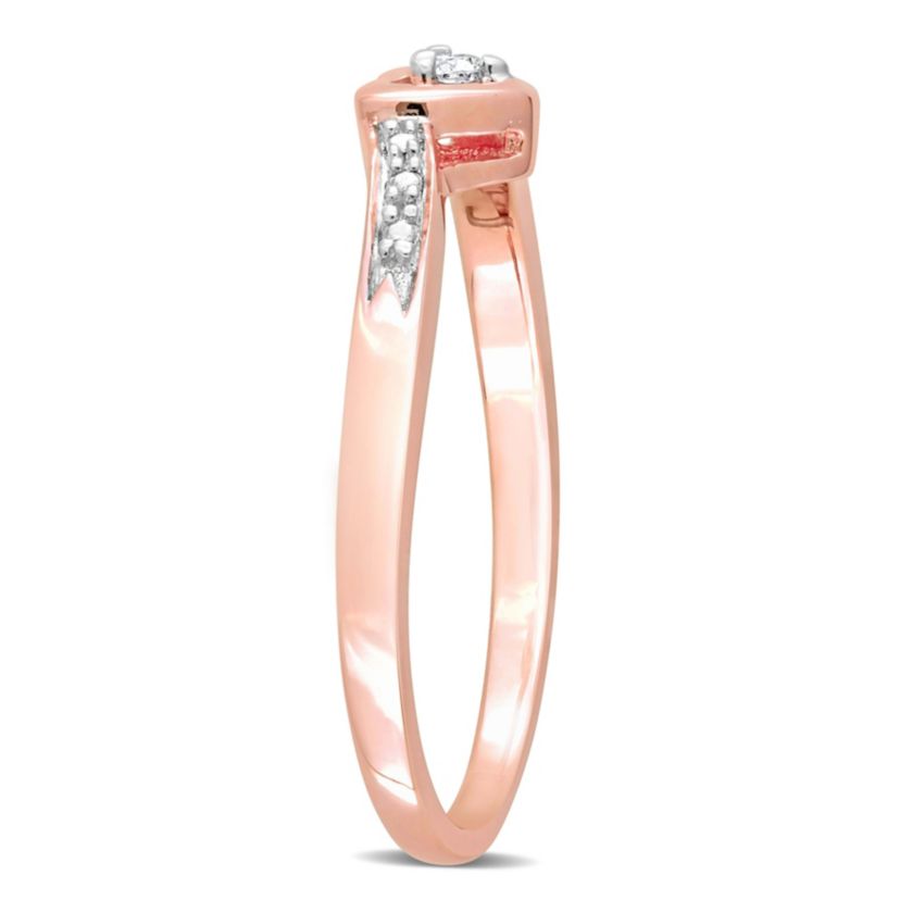 Diamond Accent Heart Ring in Rose Plated Sterling Silver