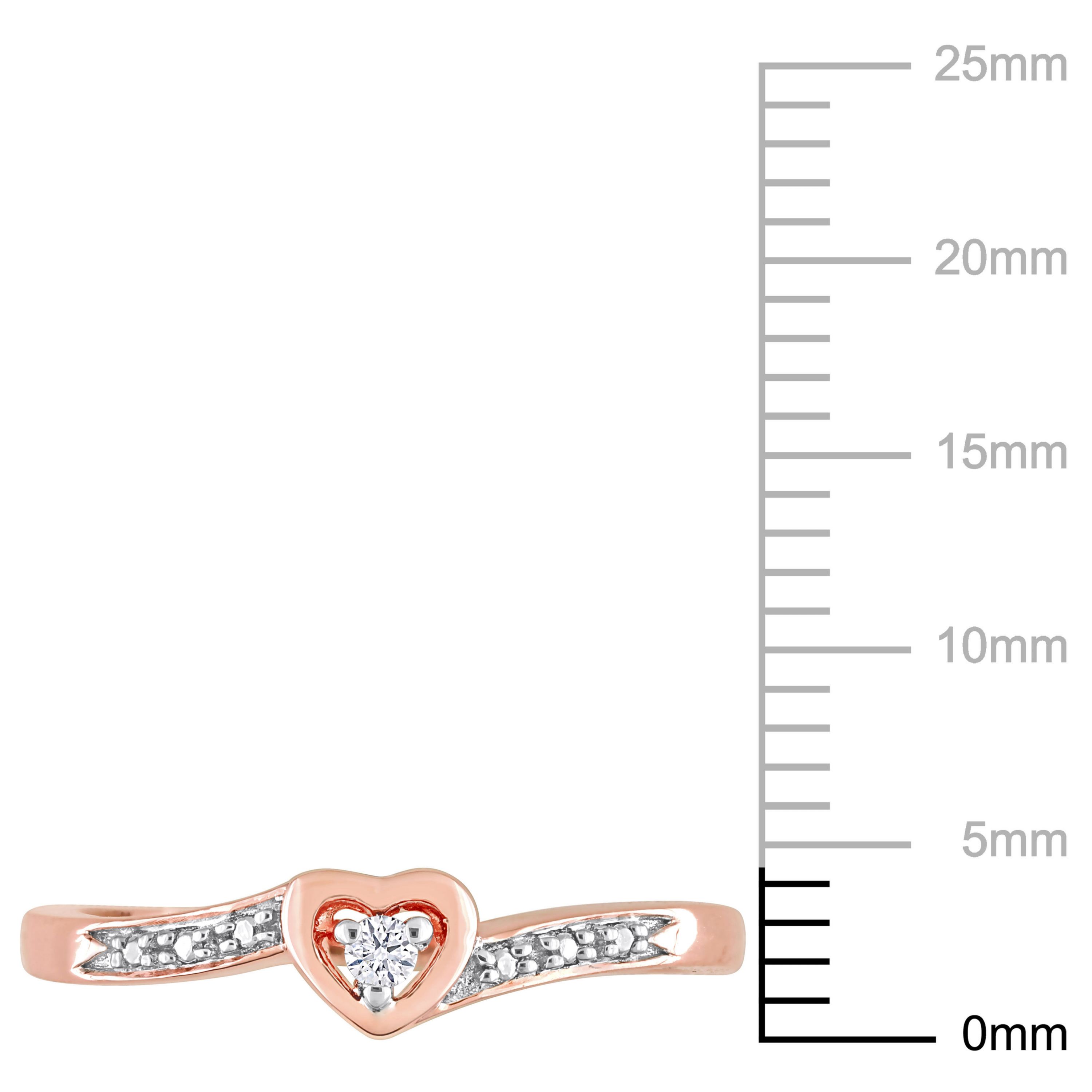 Diamond Accent Heart Ring in Rose Plated Sterling Silver