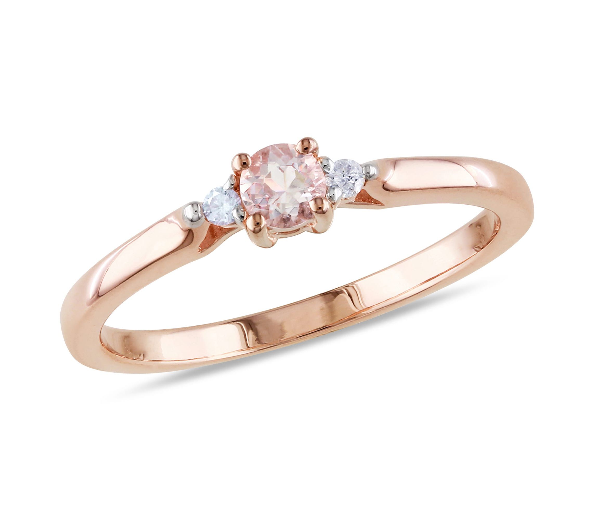 Morganite and Diamond Accent Ring in Rose Plated Sterling Silver