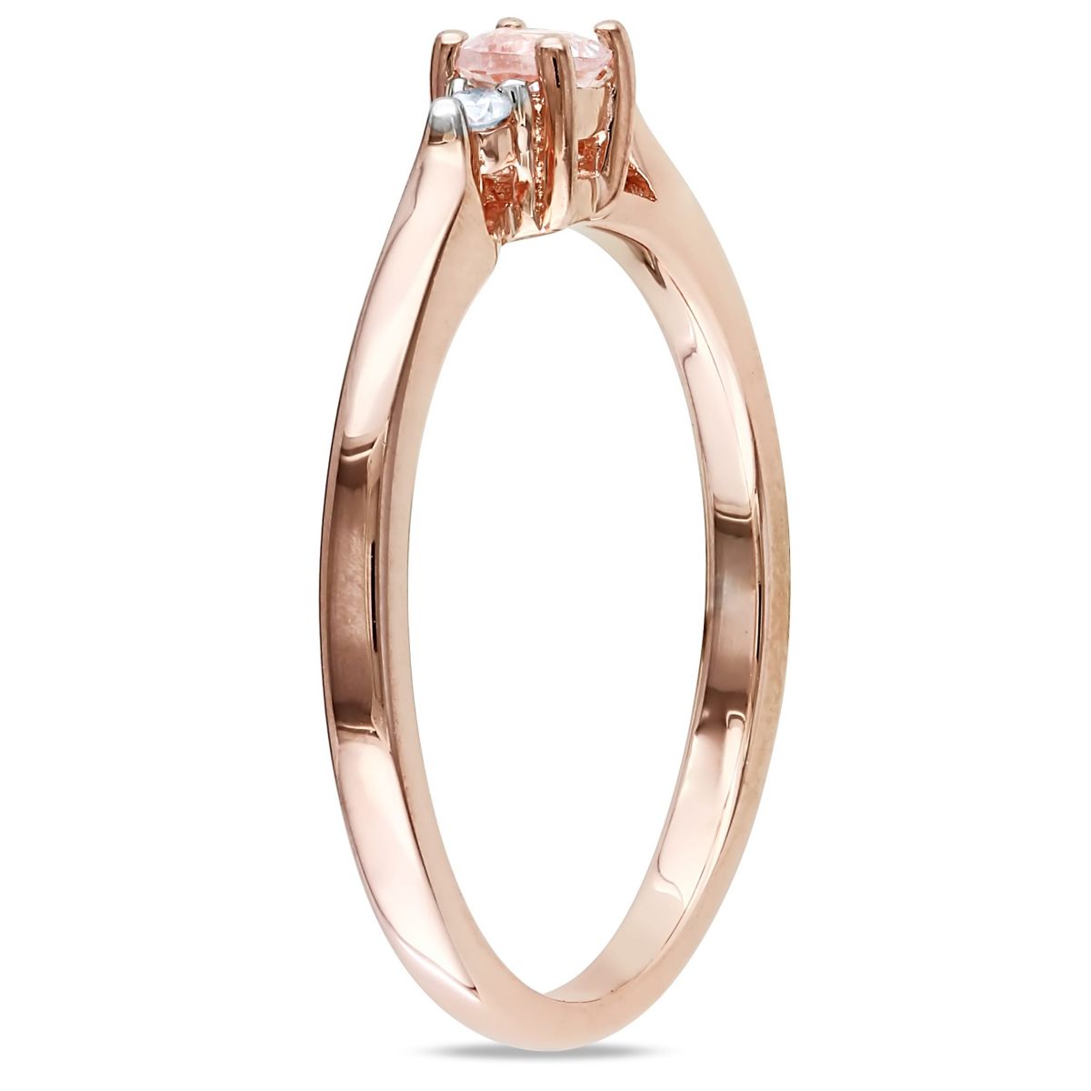 Morganite and Diamond Accent Ring in Rose Plated Sterling Silver