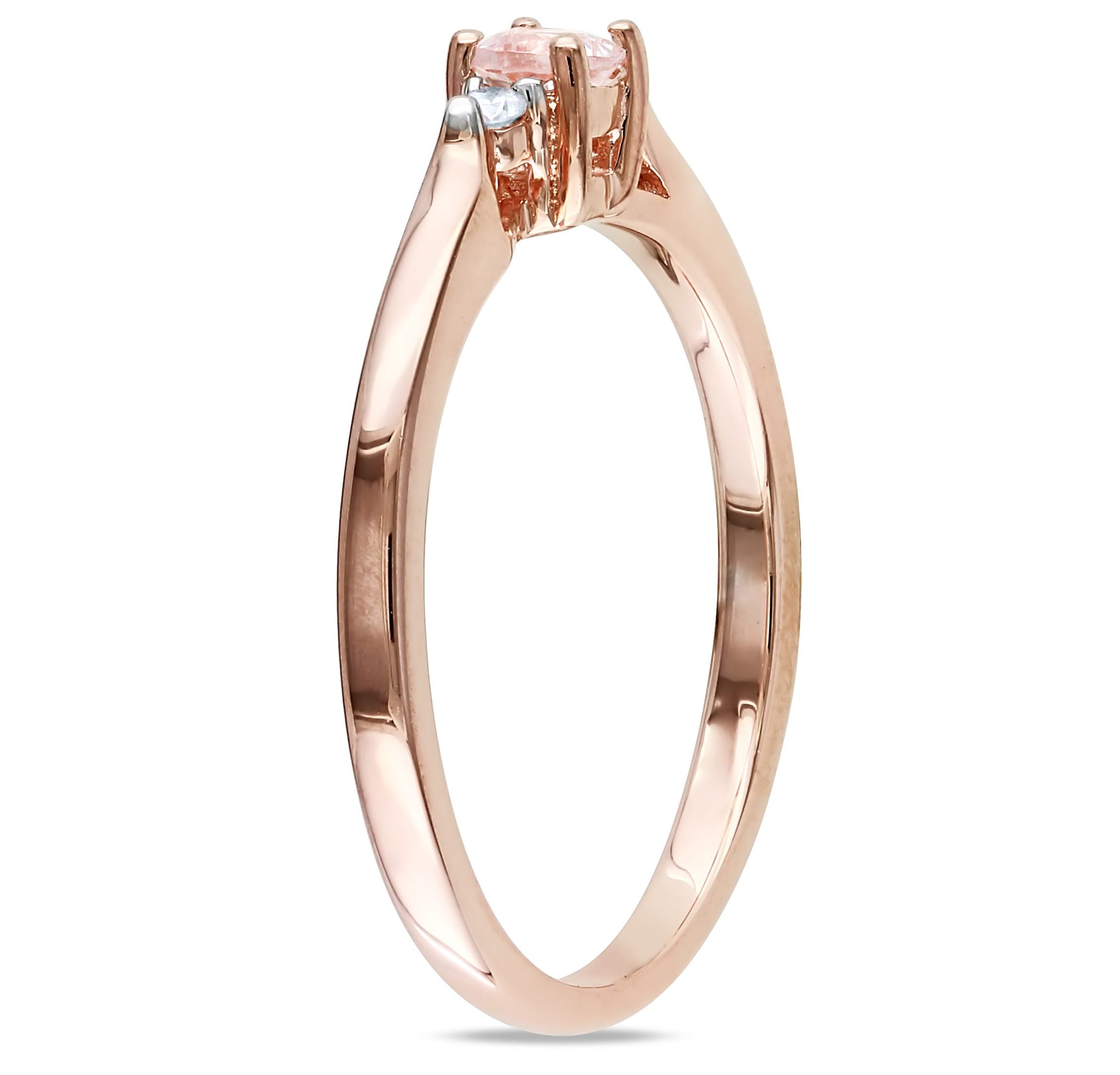 Morganite and Diamond Accent Ring in Rose Plated Sterling Silver