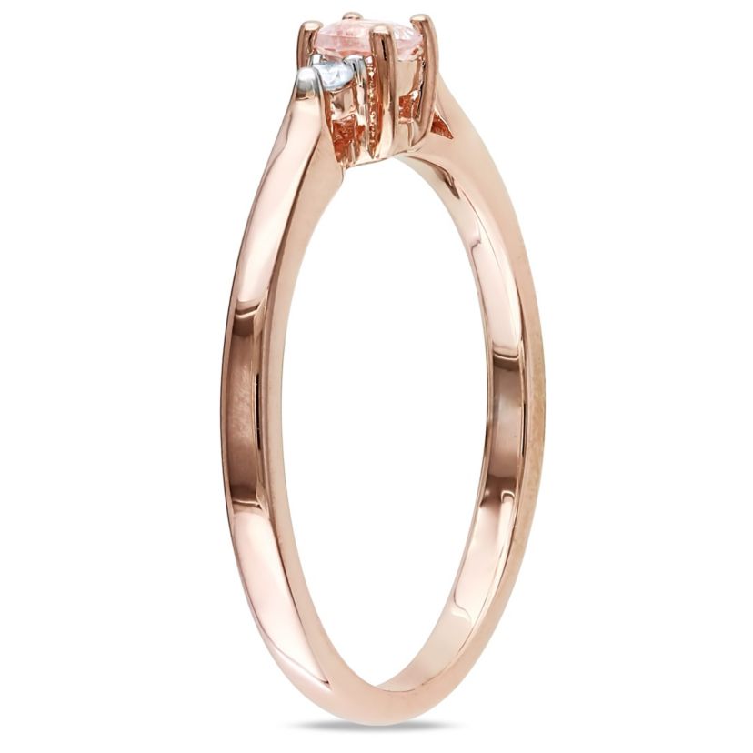 Morganite and Diamond Accent Ring in Rose Plated Sterling Silver