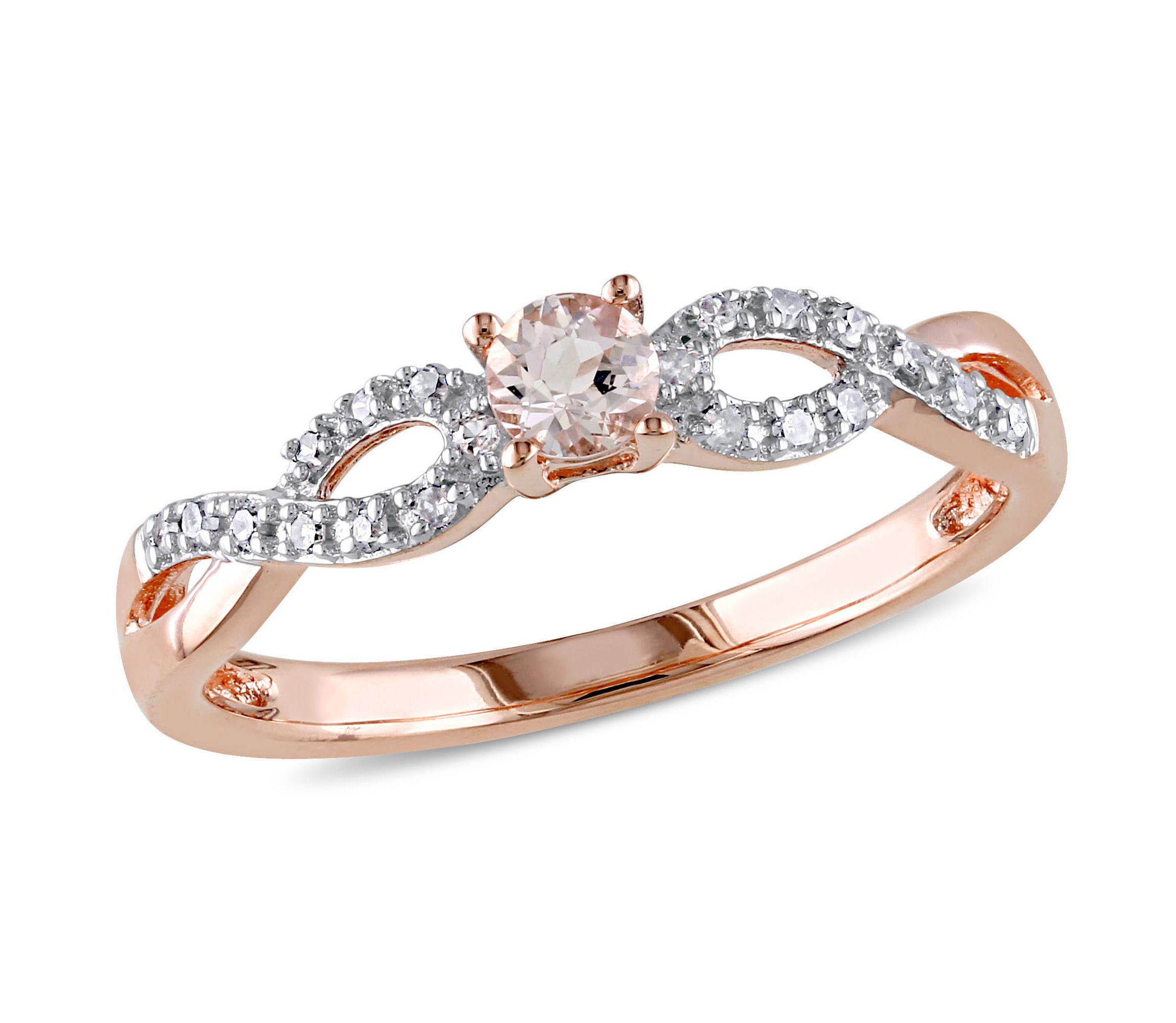 Morganite and Diamond Accent Infinity Ring in Rose Plated Sterling Silver