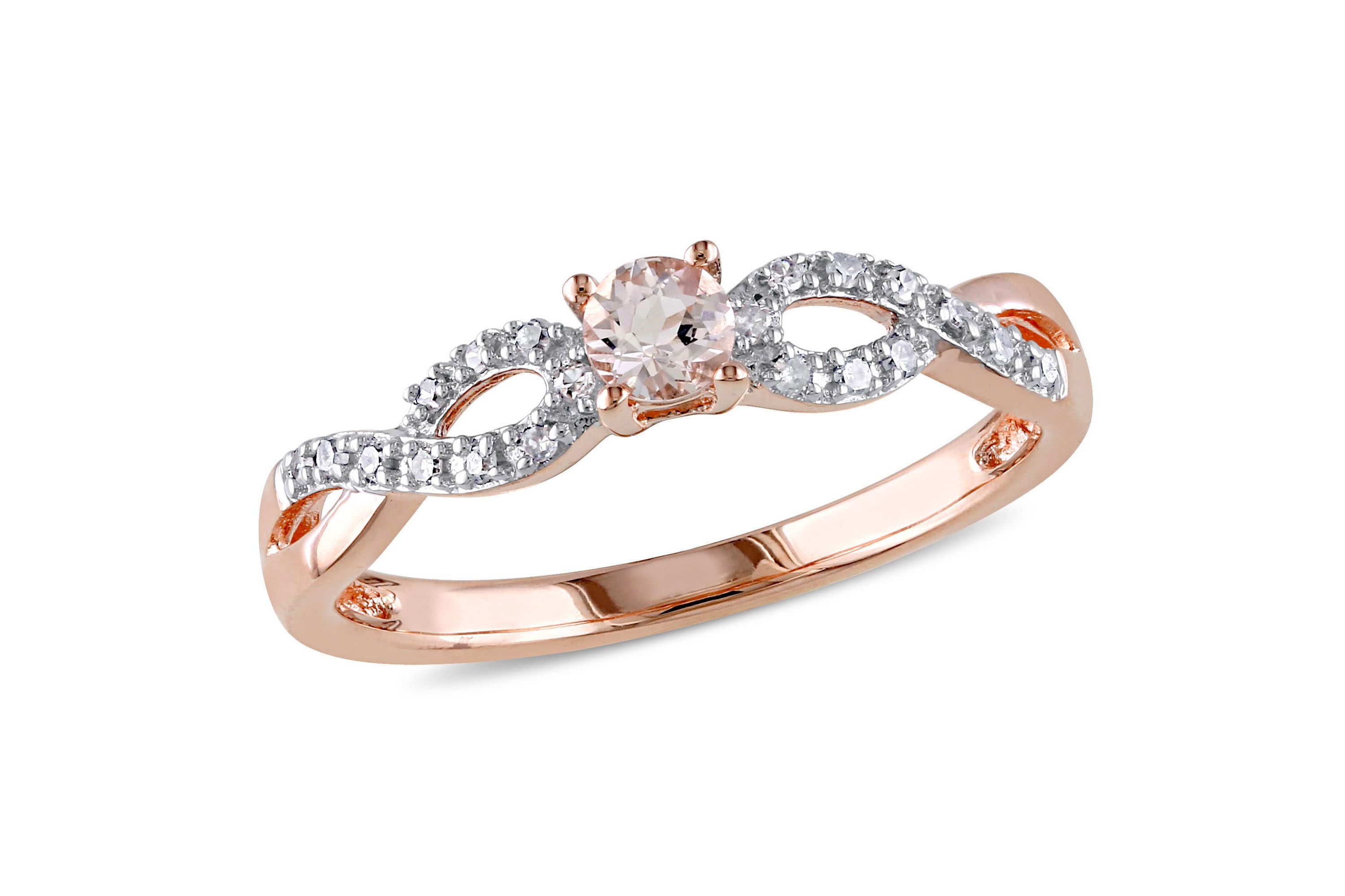 Morganite and Diamond Accent Infinity Ring in Rose Plated Sterling Silver