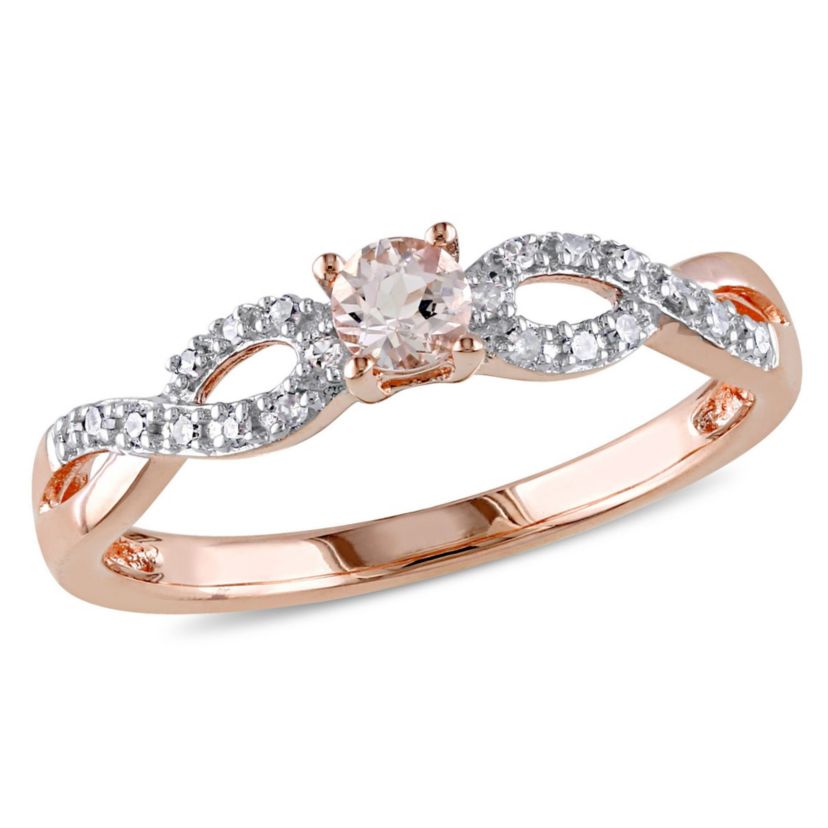 Morganite and Diamond Accent Infinity Ring in Rose Plated Sterling Silver