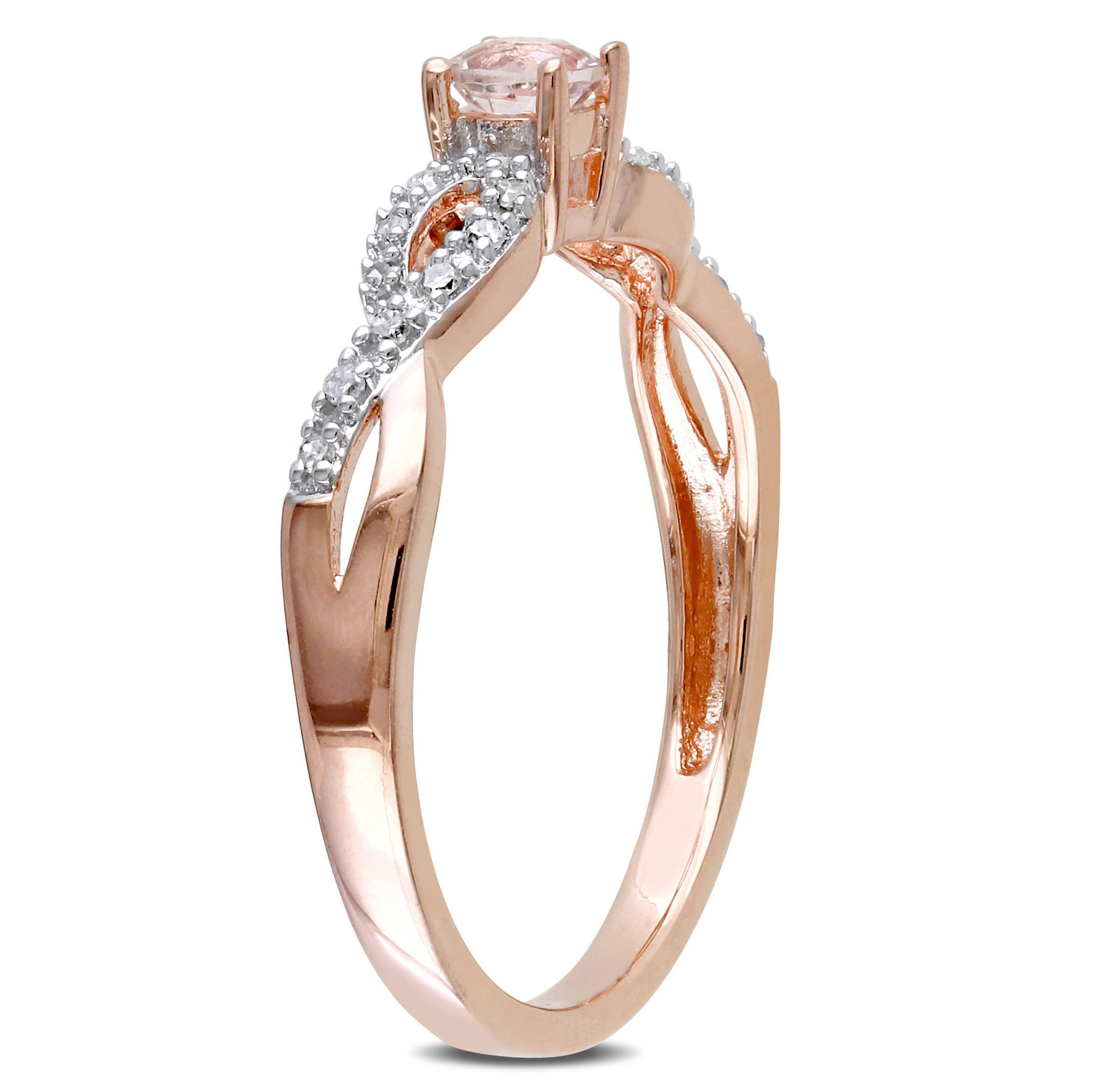 Morganite and Diamond Accent Infinity Ring in Rose Plated Sterling Silver