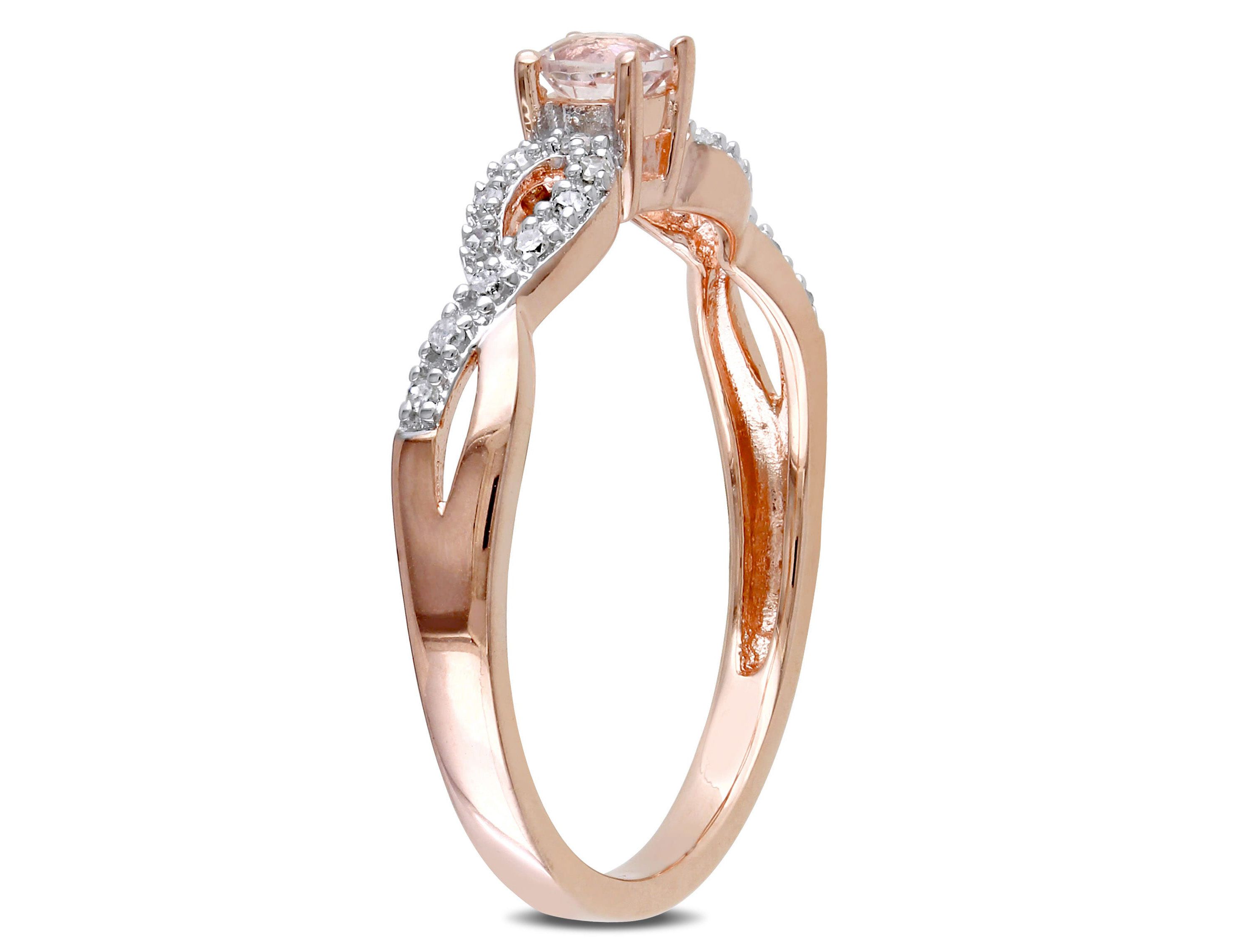 Morganite and Diamond Accent Infinity Ring in Rose Plated Sterling Silver