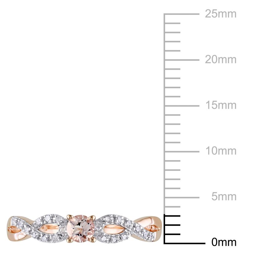 Morganite and Diamond Accent Infinity Ring in Rose Plated Sterling Silver