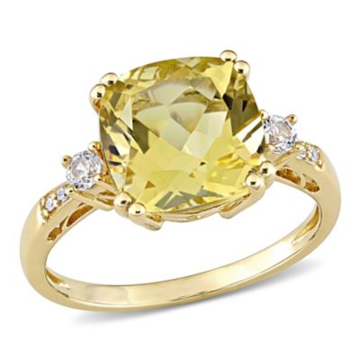 Belk & Co Lab Created Morganite and Diamond Accent Ring in Rose Plated Sterling Silver, Yellow, 10