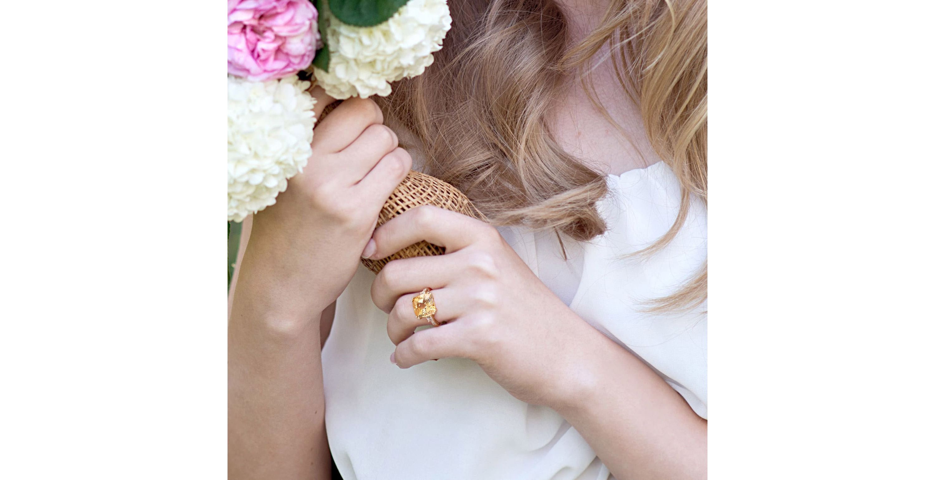 Lab Created Morganite and Diamond Accent Ring in Rose Plated Sterling Silver